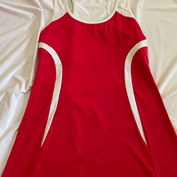 Red and White SSI Tennis Dress with Built-In Bra - Picture 5 of 6